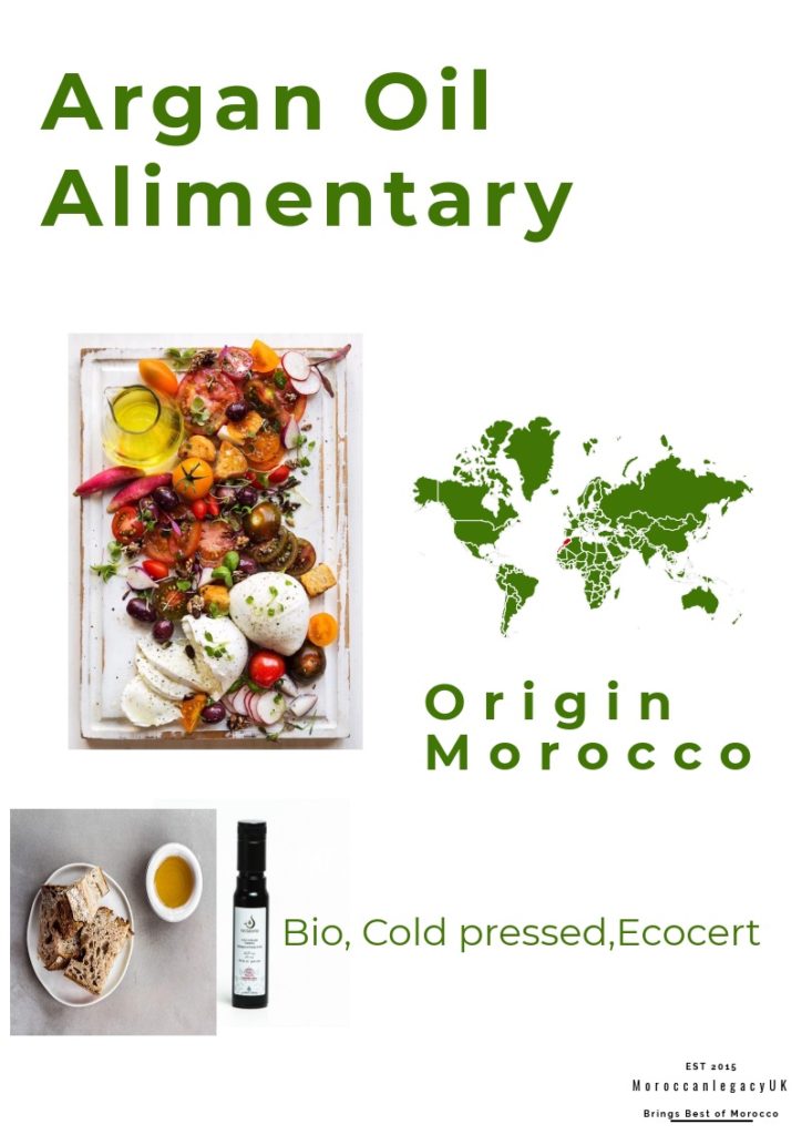 Alimentary Argan oil available from Moroccan Legacy UK website.
